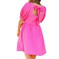 thumbnail image 6 of Kureaily Summer Chic Solid Color Textured Short Puff Sleeve Dress For Women Elegant Knee Length Casual Fashion, 6 of 9