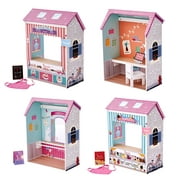 Olivia's Little World Classic Convertible Play House (4 in 1) Dollhouse, 7 Pieces