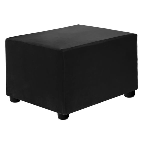 Stretch Ottoman Cover Rectangular Square Ottoman Slipcover with Elastic for Foot Stool Living Room Bedroom Fit Length 50-76cm / 19.69"-29.92", S-Large, Black