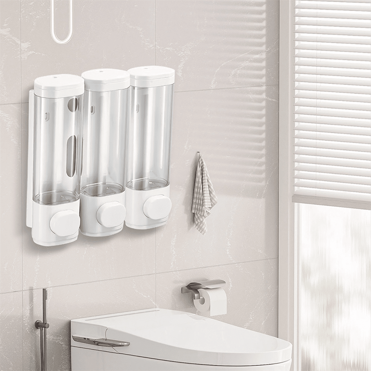 Shower Soap Dispenser Wall Mounted , Shampoo and Conditioner Dispenser,Shower Shampoo Dispenser 3 Chamber,1pcs x Shower Dispenser,White & Transparent