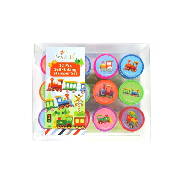 TINYMILLS 12 Pcs Train Stamp Kit for Kids Birthdays Party Favors Goodie Bag Stuffers Stocking Stuffers Arts & Crafts