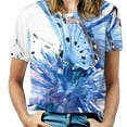 thumbnail image 5 of T-Shirts à Manches Courtes à Volants Bleu et Bleu, Col en V, Mode Décontractée, Bleu et Fleurs, 5 of 5
