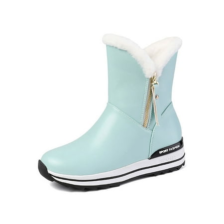 

Difumos Child Breathable Waterproof Mid Calf Boots Womens Fashion High Top Winter Warm Shoes Outdoor Casual Blue 3Y