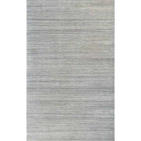 5x8 Solid Beige and Silver Area Rug | Handmade with Wool & Viscose | TRD1007258