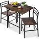 thumbnail image 1 of Songqin 3-Piece Modern Dining Set, Space Saving Dinette for Kitchen, Dining Room, Small Space w/Steel Frame, Built-in Storage Rack - Dark Brown/Black, 1 of 14