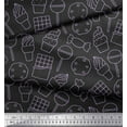 thumbnail image 2 of Soimoi Gray Cotton Voile Fabric Cookies & Cupcake Food Printed Craft Fabric by the Yard 56 Inch Wide, 2 of 3