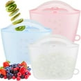 thumbnail image 1 of PENGXIANG 3 Pcs Sacs de Rangement Réutilisables Conteneurs en Silicone pour Stockage Alimentaire 1000ML Résistant à la Chaleur Sac de Congélation Réutilisable Micro-Ondes et Lave-Vaisselle pour Sandwich Salade Fruits, 1 of 9