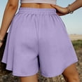 thumbnail image 4 of Yindaity Womens Workout Shorts Womens Summer Shorts with Pockets High Waisted Wide Leg Cute Ruffle Waist Drawstring Casual Vacation Outfit(Purple,M), 4 of 9