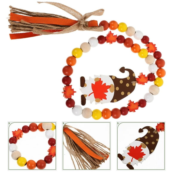 Raindrops Farmhouse Tiered Tray Decor Wood Bead Garland with Tassels Wooden Bead Garland Thanksgiving Day