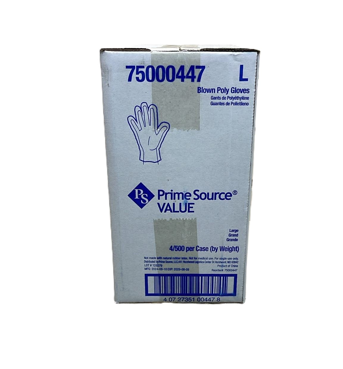 Poly Disposable Gloves (4/500) with 500 Count, Large, 4 Pack