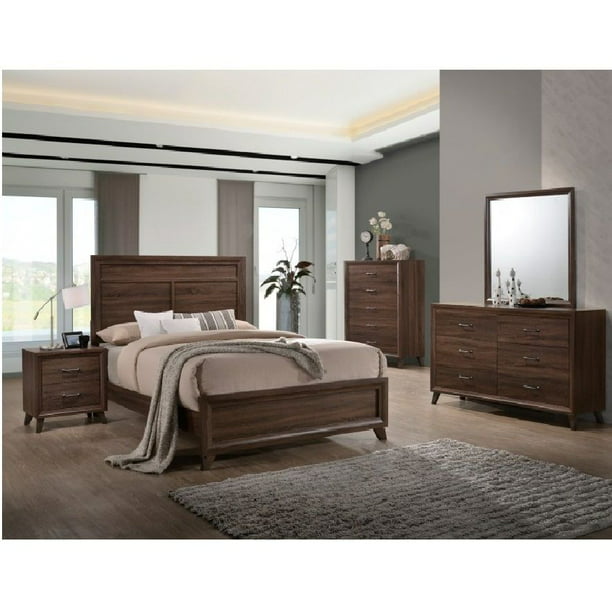 Modern 4pc Set Bedroom Queen Size Bed, Queen Bed Headboard Dresser