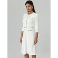 thumbnail image 4 of DARING DIVA A-Line Contrast Color Tweed Trim Dress S White, 4 of 6