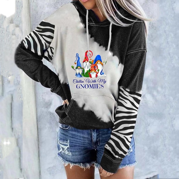Pntutb Moda Mujer Navidad Impreso Blusa Suelta De Manga Larga Tops Casuales Sudaderas Con Capucha Pntutb Pntutb-5136