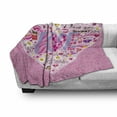 thumbnail image 3 of Love Soft Flannel Fleece Throw Blanket, I Love You Sugar Giant Heart with Big Letters Spelling Love Smiles Flowers, Cozy Plush for Indoor and Outdoor Use, 50" x 70", Pink Multicolor, by Ambesonne, 3 of 6