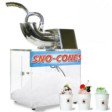 WYZworks 10 Gallon Stainless Steel 440 lbs/hr Electric Ice Shaver Machine with Dual Blades 250W Ice Crusher Snow Cone Maker Machines w Acrylic Box for Home, Restaurants, Bars, Party