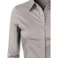 thumbnail image 5 of Made by Olivia Women's 3/4 Sleeve Stretchy Button Down Collar Office Formal Casual Blouse Shirts Top Grey 4XL, 5 of 5