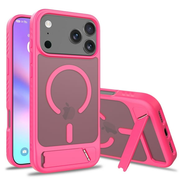 Magnetic for iPhone 17Â pro 6.3 Inch Case with Built-in Invisible Kickstand, Compatible with Magsafe, Slim Fit Translucent Matte Phone Shockproof Protective Cover for iPhone 17Â pro 6.3 Inch