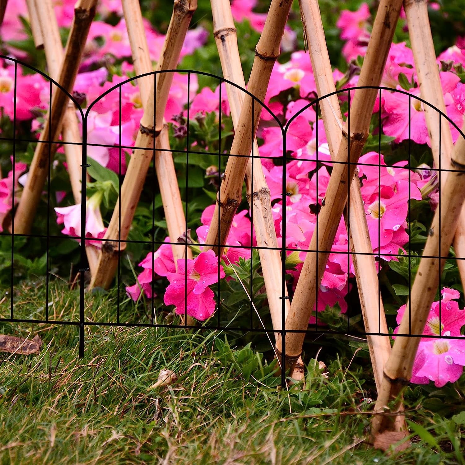 QCQHDU Decorative Metal Garden Fence, Rustproof, 10 Pack, 10ft Long Animal Barrier Fence