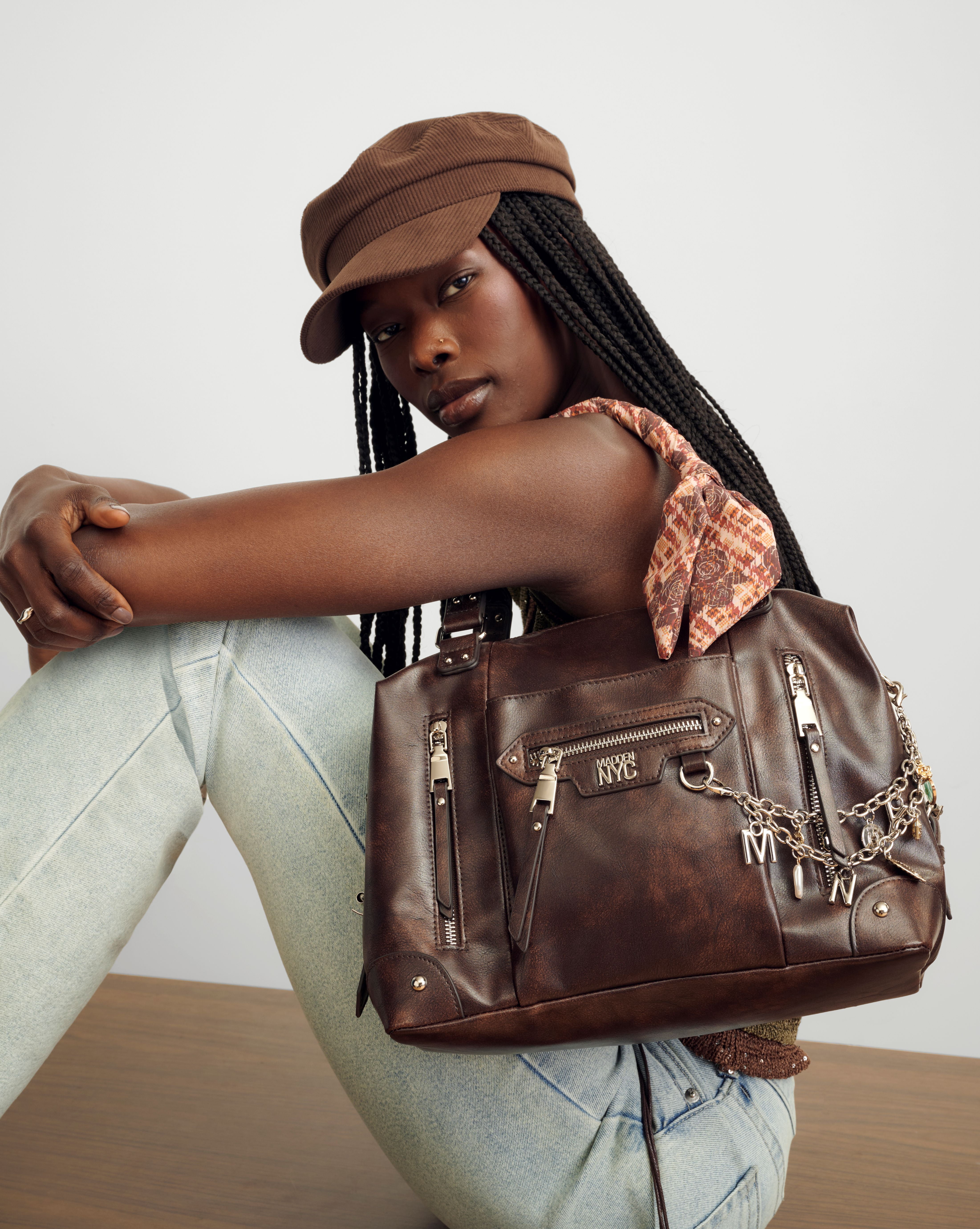 Madden NYC Women's Medium Satchel Handbag, Brown