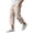 Khaki, variant on Men Drawstring Elastic Waist Split Hem Cropped Linen Capri Pants Crinkle Wrinkle Resistant Summer City Daily Casual Walking Trousers Gray S