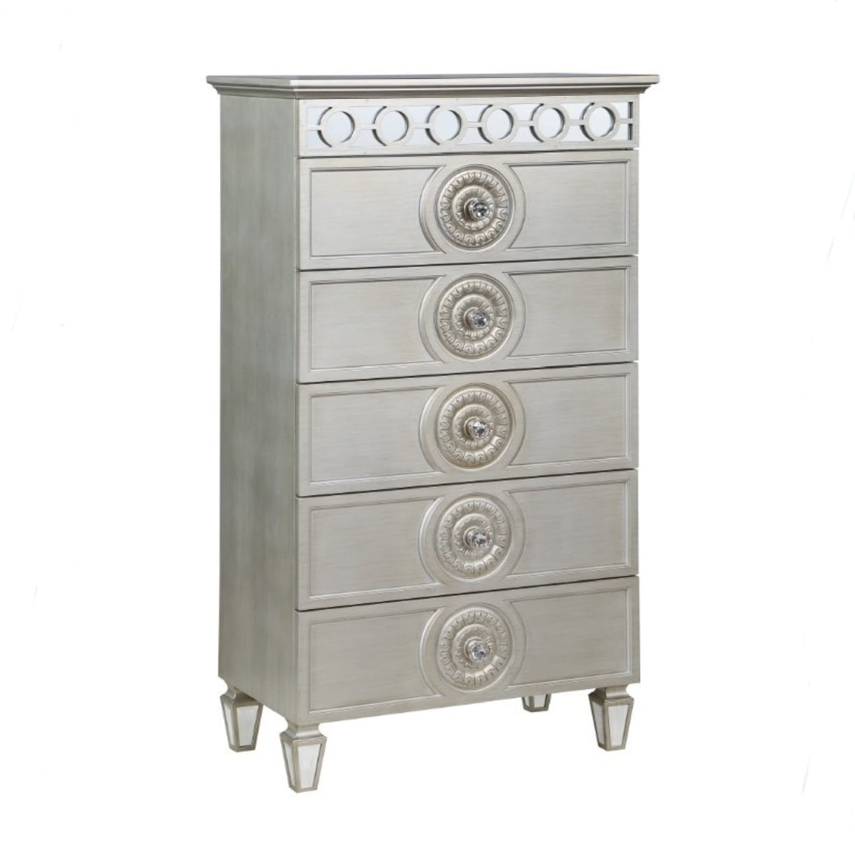 Nic 54 Inch Modern Tall Dresser Chest 5 Drawers Round Knobs