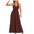 thumbnail image 2 of TUGOXIE Boho Sexy Dresses for Women Flowy Casual Maxi Red Sleeveless Loose Womens Sundress XL, 2 of 5