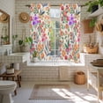 thumbnail image 4 of Watercolor Floral Kitchen Curtains 63 Inch Length, Retro Botanical Flowers Leaves Spring Beige Tiers Curtains for Living Room Berdoom, Light Filtering Drapes Window Treatment 2 Panels 42"Wx63"L, 4 of 8
