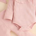 thumbnail image 4 of NOLDARES Baby Girl Newborn Clothes 3Pcs Set Long Sleeve Romper Flared Pants Headband Fall Winter Cute Outfits,Pink,6-9 M, 4 of 4