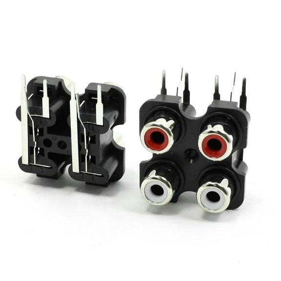 2PCS Audio Video  Concentric RCA Socket 4 Female Jack Connector Black