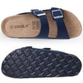 thumbnail image 3 of Litfun Women's Cork Footbed Slide Sandals with Arch Support Summer Leather Flat Sandals with Adjustable Buckle, Navy, 3 of 7