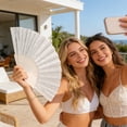 thumbnail image 4 of SIYTUAU Plastic Folding Fan With Glitter Fabric And Transparent Ribs For Party Dance Performance And Summer Cooling 9 Inches, 4 of 7