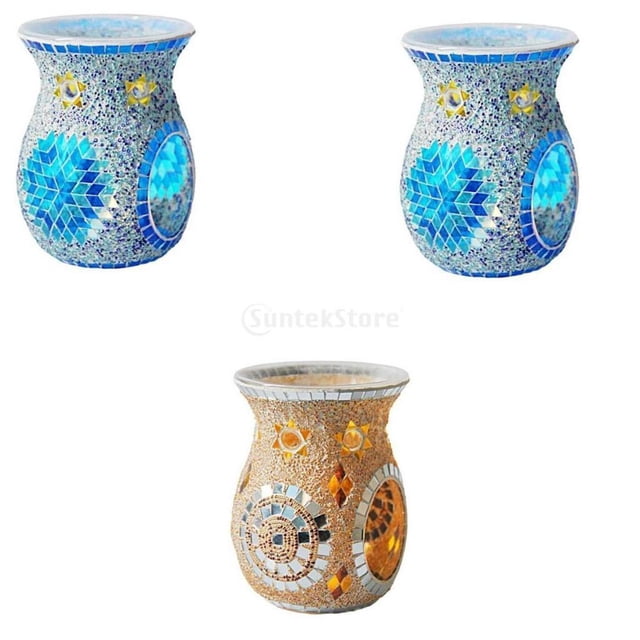3 Paquetes de Quemador de Aceite de Cristal de Mosaico, Cera Derretida para Decoración Y Oficina perfecl Quemador de aceite