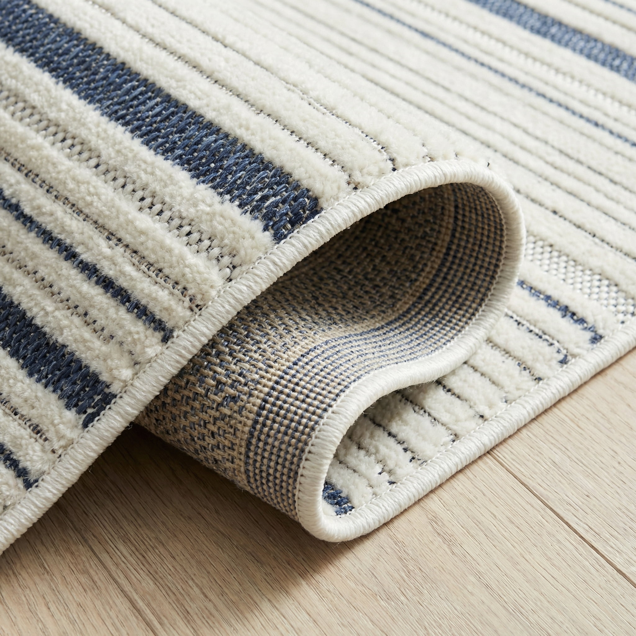 Rug Branch Maise Abstract Indoor Outdoor Area Rug, Cream Blue, Modern - Entryway, Hallway, Bathroom, and Kitchen