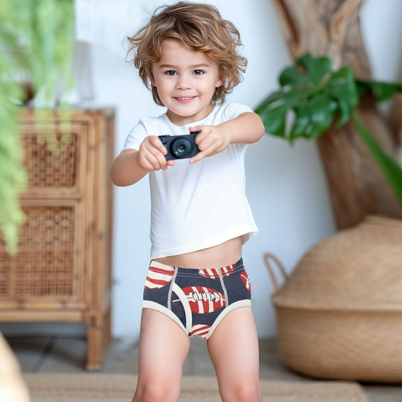 Ckdifva American Flag Football Boys Underwear Briefs Cotton Panties Active Stretch Briefs One Pack