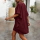thumbnail image 5 of Mujeres manga corta vestidos de verano cuello en V sólido Batwing manga suelta cambio longitud de rodilla casual cómodo vestido corto de manga larga para mujeres, 5 of 6