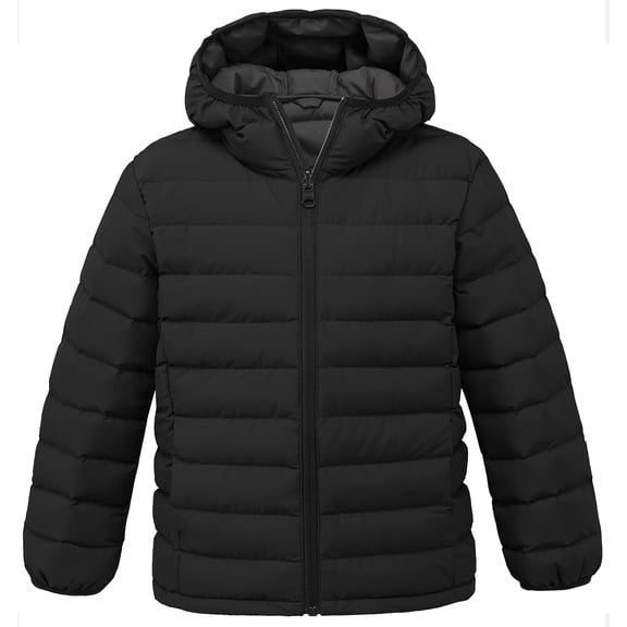 Wantdo Boy's Winter Coat Windproof Puffer Jacket Lightweight Outerwear Jacket Black 10/12