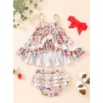 thumbnail image 3 of Wassery Independence Day Infant Baby Girls Clothes 6M 12M 18M 24M 3T 4T Toddler Summer 4th of July Outfits Sleeveless Star Print Short Dress Baby Backless Tulle Sling Dress+ Headband, 3 of 9