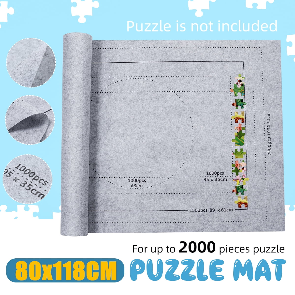 Large Puzzles Mat Jigsaw Roll Felt Mat Play Mat For Up To 2000 Pieces