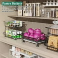 thumbnail image 4 of 3-Tier Rolling Pantry Floor Organizer and Storage Cart with Wheels, Stackable Wire Pantry Baskets for Pantry Shelves, Kitchen Fruit Basket Stand and Storage Rack for Fruit Snack Onion Potato, 4 of 9