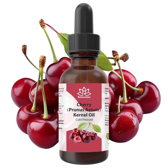 Cherry Kernel Oil – Cold-Pressed Unrefined Hydrating Face & Hair Oil by Relaxcation | 0.5 fl oz