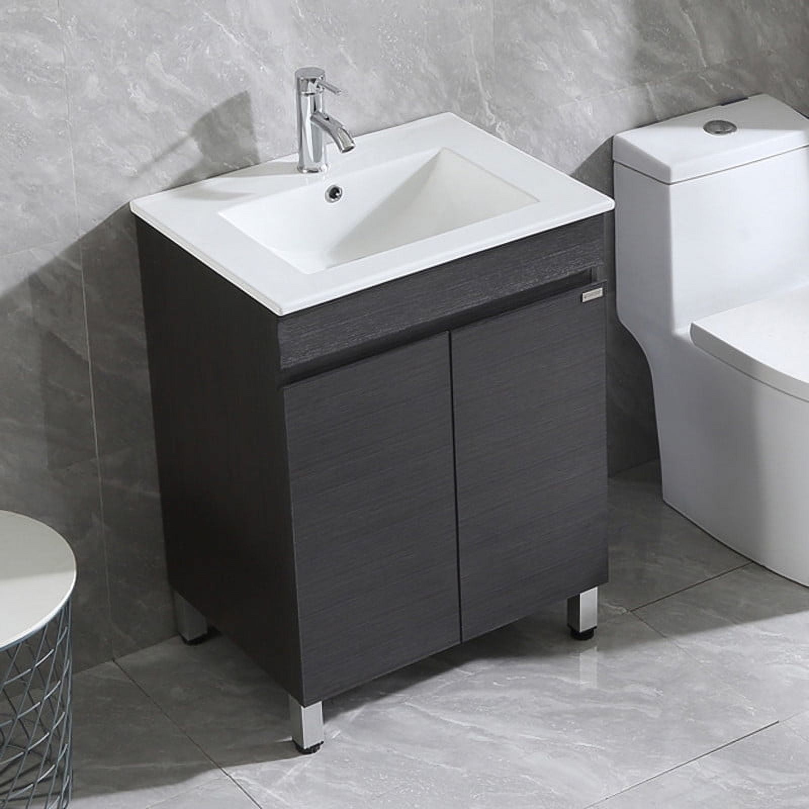 Walsport 24" Bathroom Vanity Set with Sink Combo Cabinet,Modern Freestanding Sink Cabinet,Bathroom Vanity Cabinet with Ceramic Vessel Sink,Faucet and Drain,Black