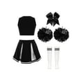 thumbnail image 2 of ZDHoor Girls 2Pcs Cheers Outfit Cheer Leading Set Crop Top with Skirt Dancewear A White&Black-E 8, 2 of 5