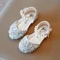 thumbnail image 5 of TOWED22 Girls Wedding Party Dress Shoes, Girls Dress Shoes Wedding Party Heel Mary Jane Princess Shoes Flats for Kid Toddler(Silver,3), 5 of 5