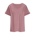 thumbnail image 4 of Plus Size Tshirt for Women 2025 Solid Casual Summer Tops V Neck Short Sleeve T Shirts Dressy Blouse, 4 of 5