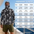 thumbnail image 6 of SEANATIVE Men's Summer Fishing Hoodie Top Long Sleeve UV Protection Hooded Fishing Shirt with Mesh Face Mask, Hiking Running T-Shirt Cooling Outdoor Wear, 3XL, Skull Rose Gray Black, 6 of 7