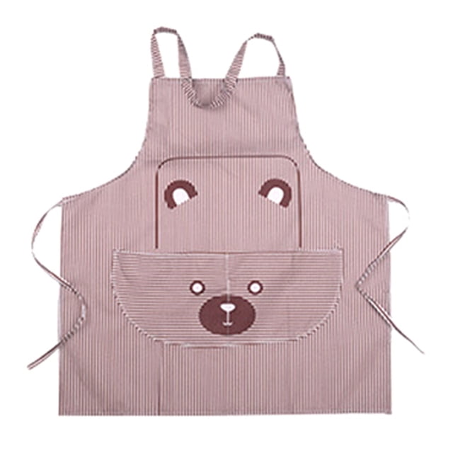 Graflsoa Tablier de Cuisine Imprimé Ours avec Sangles Réglables - Polyester Durable, Poche Spacieuse, Couleur Café, Parfait pour Cuisiner et Pâtisser