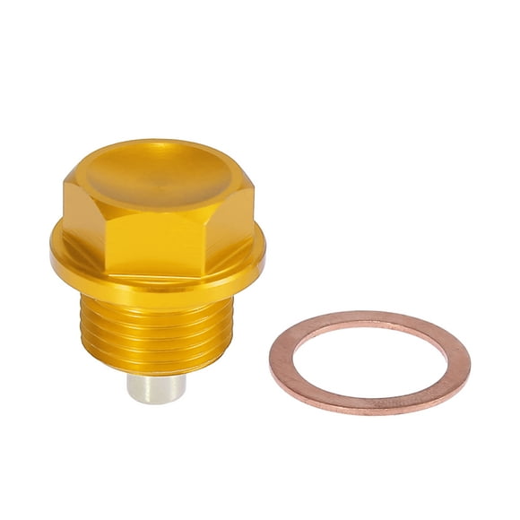 1 Set M18 x 1.5 Magnetic Oil Drain Plug Sump Drain Nut Screw With Gasket Gold Tone Universal Car Oil Drain Bolt