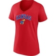 thumbnail image 2 of Women's Fanatics Red Kansas Jayhawks Evergreen Campus V-Neck T-Shirt, 2 of 3