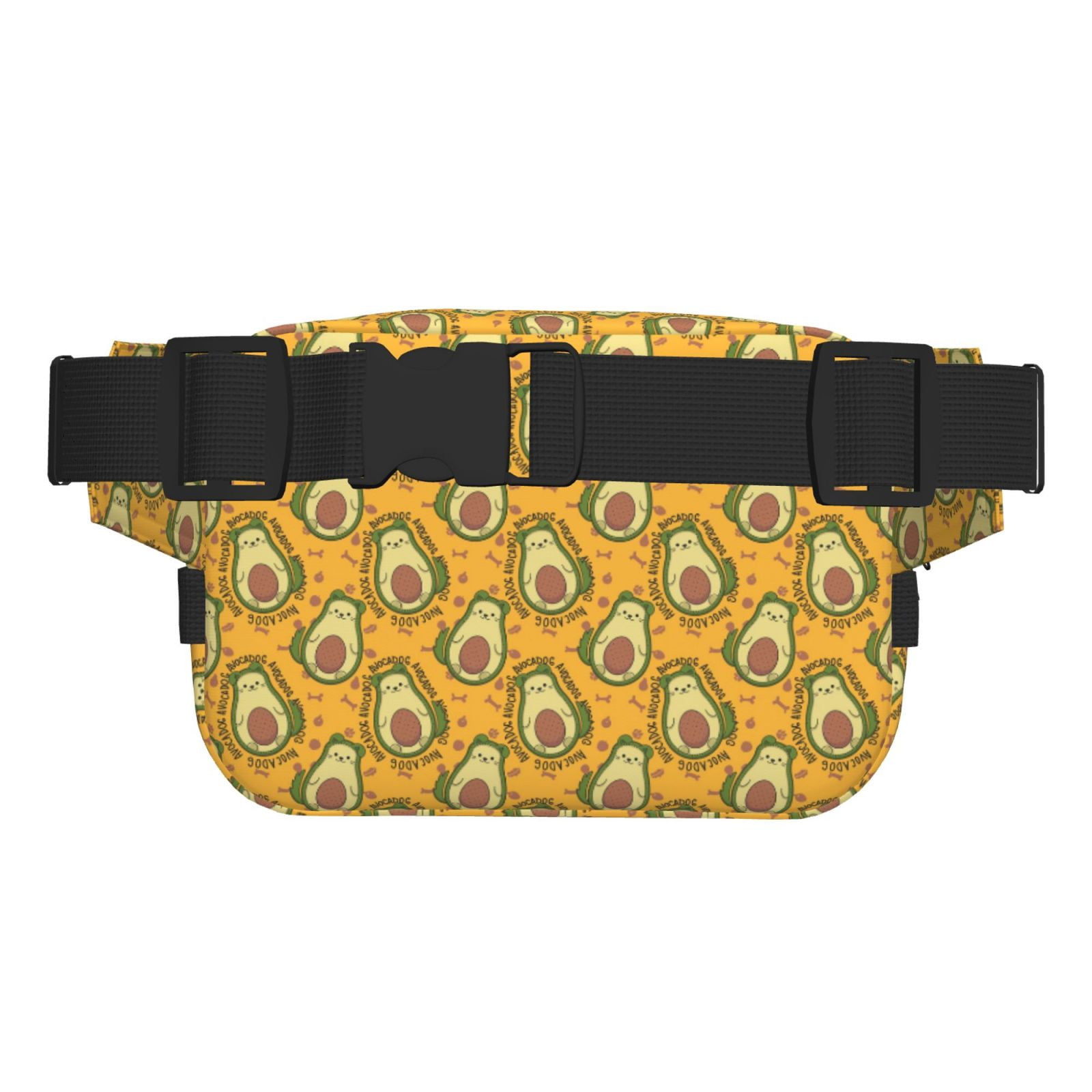 Picia Avocado Dog Print Square Double-Layer Waist Bag Mini Adjustable Waist Belt Bag Exercise Running Travel Hiking