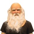 thumbnail image 1 of Máscara de látex de Papá Noel de Navidad, máscara realista de cara completa con barba blanca y gorro rojo, tocado de Navidad para fiesta temática, 1 of 5